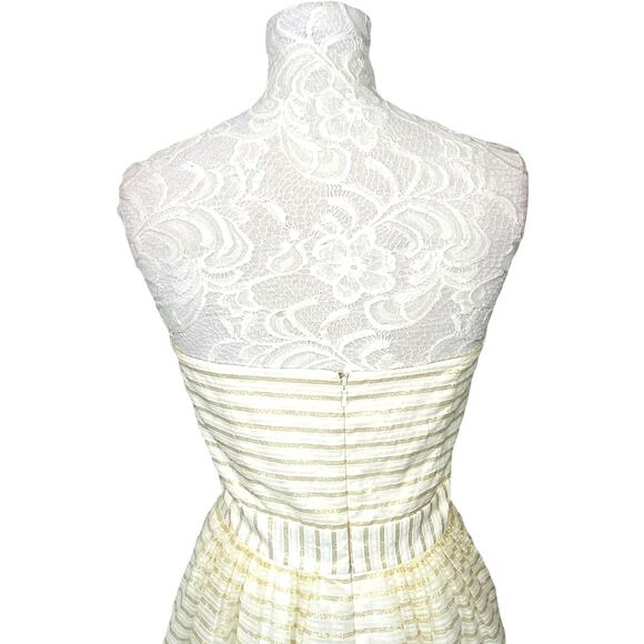Lilly Pulitzer Kerry Striped Strapless Fit and Flare Dress White Gold Women 8 - Picture 13 of 13